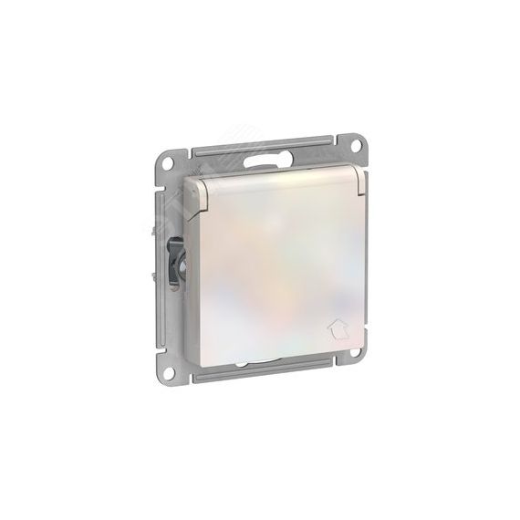 Розетка ATLASDESIGN с заземлением со шторками с крышкой 16А IP20 механизм жемчуг SE (Systeme) ATN000446