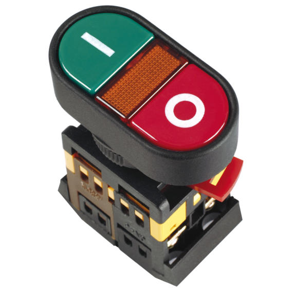 Кнопка APВВ-22N "I-O" d=22мм неон/240В 1з+1р IEK