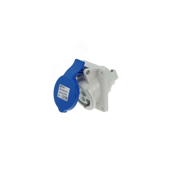 Розетка встраиваемая наклонная 16A/230V/1P+N+E/IP44, фланец 64x74 INPIN CA1463