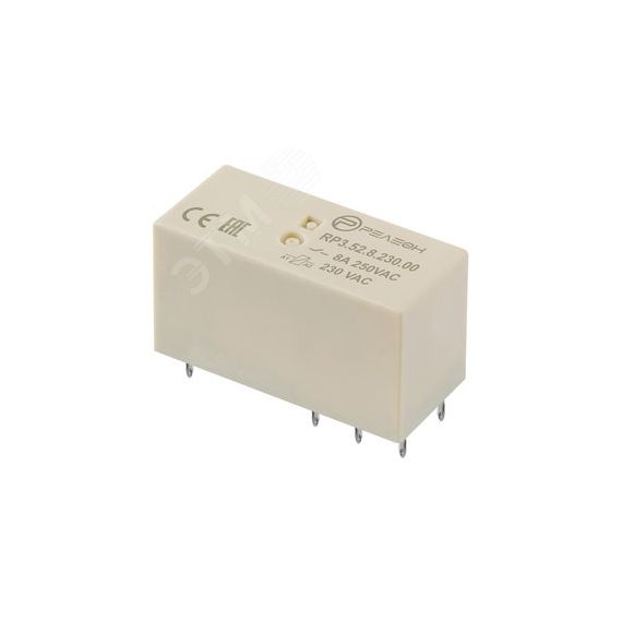 Низкопрофильное реле, 2 перекидных контакта 8А    230В AC - герметичное Релеон RP352823000