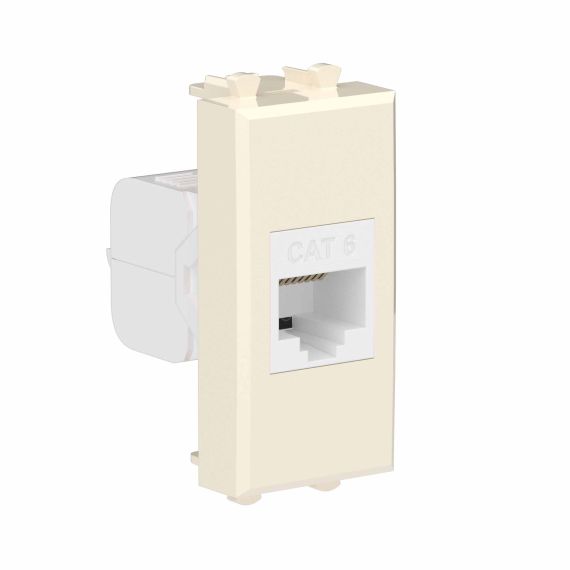 Компьютерная розетка RJ-45 без шторки модульная, кат.6, &quot;Avanti&quot;, &quot;Ванильная дымка&quot;, 1 модуль