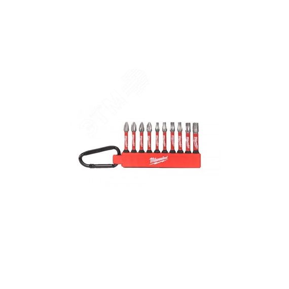 Биты SHOCKWAVE™ наб. 10ед. GEN III в держ. с караб. №1 (10x50мм: PH/PZ/TX) Milwaukee 4932480941