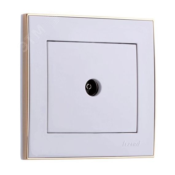 Розетка RAIN ТВ проходная белая с боковой вставкой золото Lezard 703-0226-129
