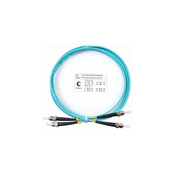 Шнур оптический duplex 1,5м ST-ST 50/125 мм OM3 LSZH Cabeus FOP-50-ST-ST-1,5m