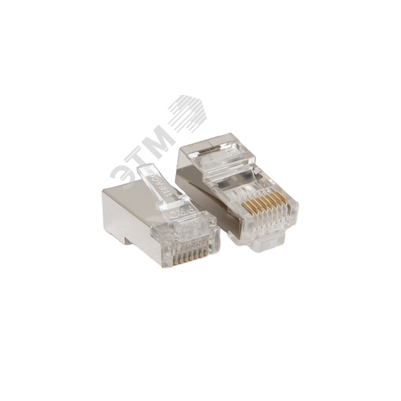 Коннектор RJ-45 TERACOM PRO экранированный 8P8C 30мкд Cat.6 (упак.20шт) EKF TRP-PLUG-6FTP-20