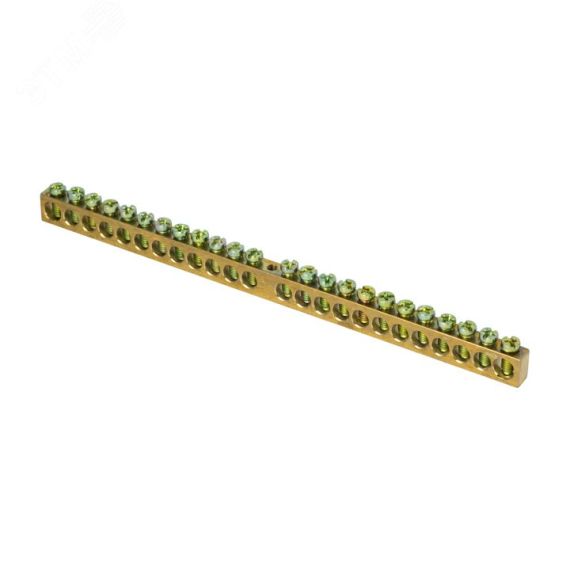 Шина PEN ноль-земля 8х12мм 24 отверстия латунь крепеж по центру PROxima EKF sn0-125-24-c