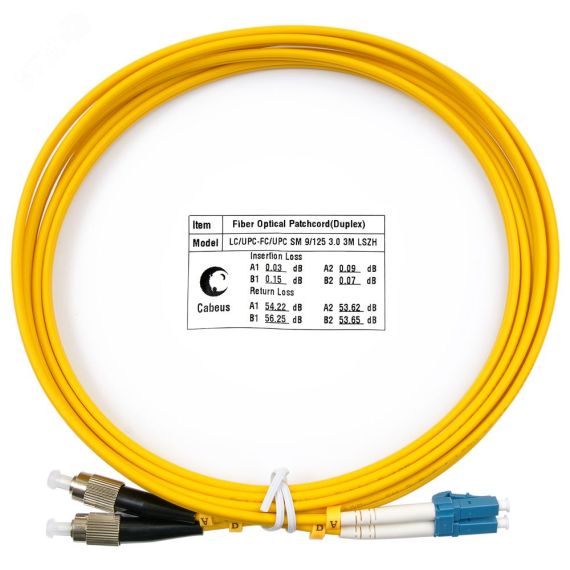 Шнур оптический duplex 3м LC-FC 9/125 sm LSZH Cabeus FOP(d)-9-LC-FC-3m