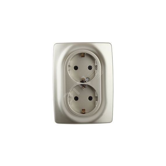 Розетка 2X2P+E Schuko, 16A-250В, Эра12, шампань, 12-2106-04 ЭРА Б0031231
