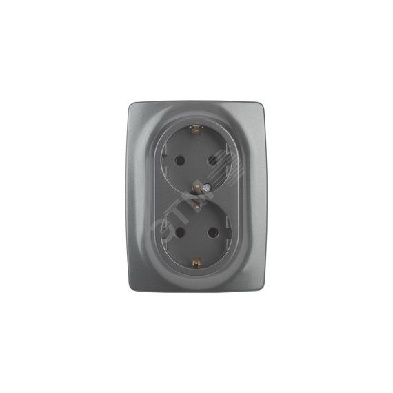 Розетка 2X2P+E Schuko, 16A-250В, Эра12, графит, 12-2106-12 ЭРА Б0031234