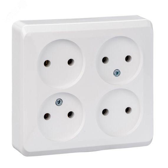 ЭТЮД Розетка четырехместная наружная без заземления без шторок 16А 250B белая SE (Systeme) PA16-205B