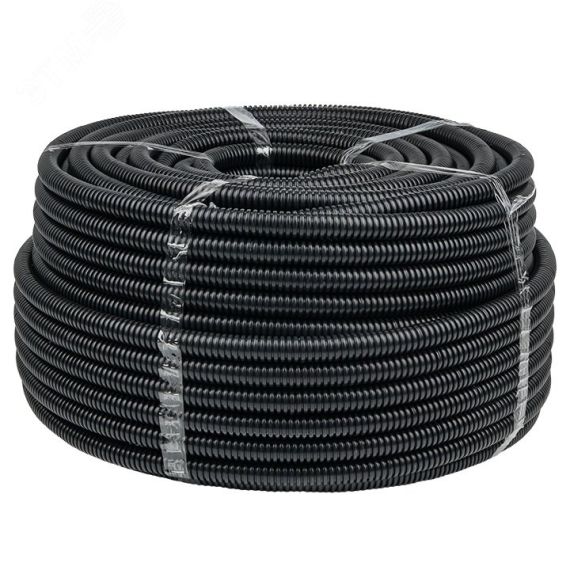 Труба гофрированная FRHF с зондом d63мм (15м.) черная Plast PROxima EKF FRHF-63