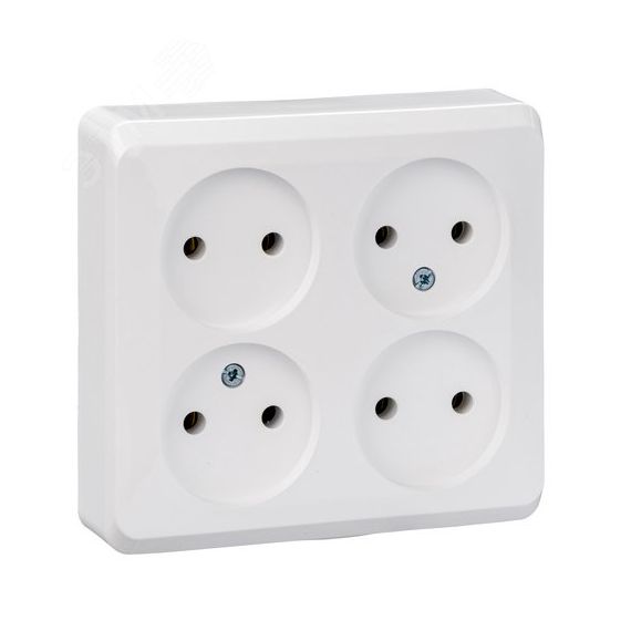 ЭТЮД Розетка четырехместная наружная без заземления без шторок 16А 250B белая SE (Systeme) PA16-205B