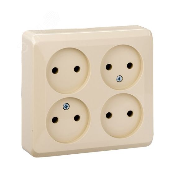 ЭТЮД Розетка четырехместная наружная без заземления без шторок 16А 250B кремовая SE (Systeme) PA16-205K