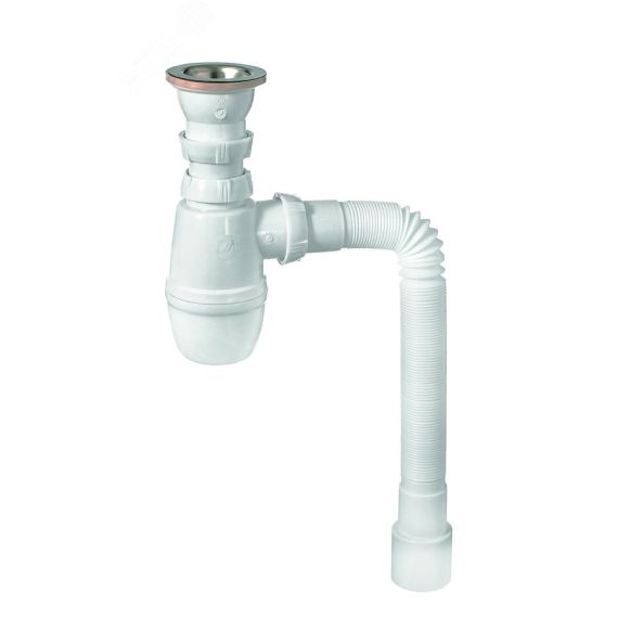 Сифон МИНОР для мойки с выпуском 1'1/2 х 40 мм и гофротрубой L800 мм 40 х 40/50 мм WIRQUIN 30718026