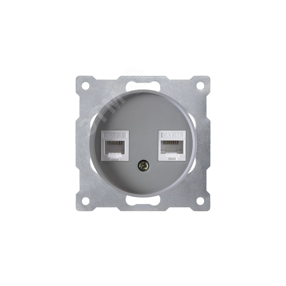 Розетка двойная телефон/компьютер RJ11/RJ45 кат.5e, цвет серый (серия Florence) OneKeyElectro 2172840