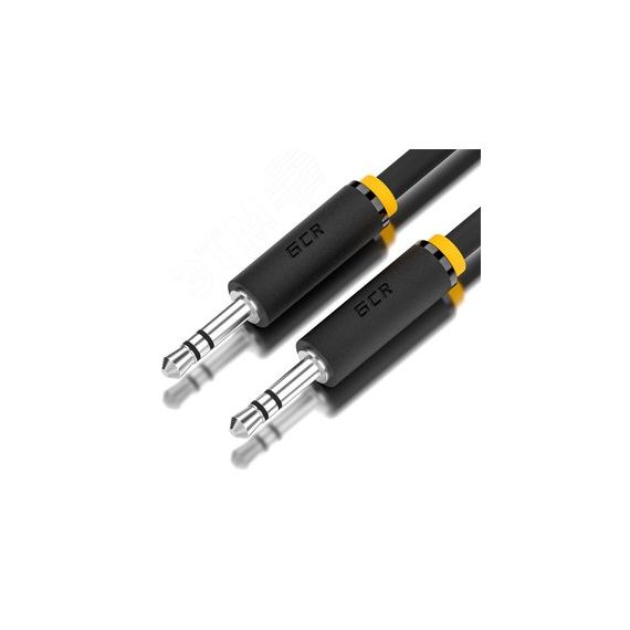 Кабель аудио Jack 3.5 мм на Jack 3.5 мм, 3 м., черный-желтый, ультрагибкий Greenconnect GCR-53815