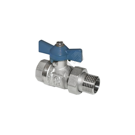Кран шаровой со сгоном ВН 1/2 U бабочка никелированный AQUALINK 01167