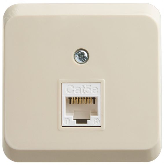 ЭТЮД Розетка компьютерная RJ45 наружная категория 5е кремовый SE (Systeme) KOMA-001K