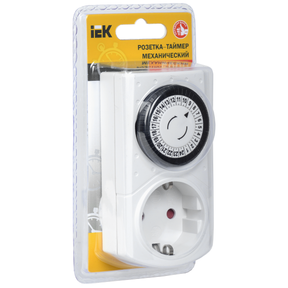 Розетка-таймер механический РТМ-1 30мин 24ч 48on/off 16А IP20 IEK