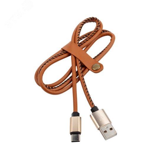 Кабель USB-Type-C, 2A, leather, brown, 1mУстройство зарядное, 18-1897, REXANT 18-1897