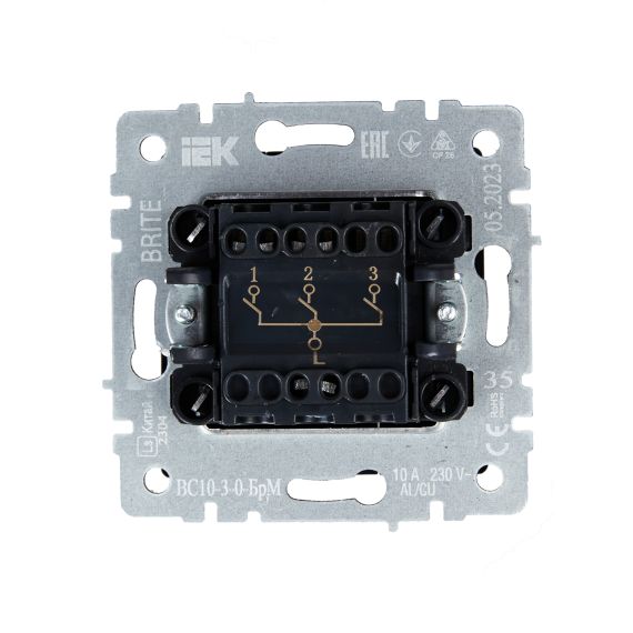 BRITE Выключатель 3-клавишный 10А ВС10-3-0-БрМ маренго IEK