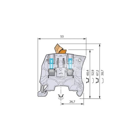 Клемма винтовая ZS4-S-T2 4мм.кв. с разъединителем серая 2 тестовые розетки TE Connectivity ОУЭО 1SNK505311R0000