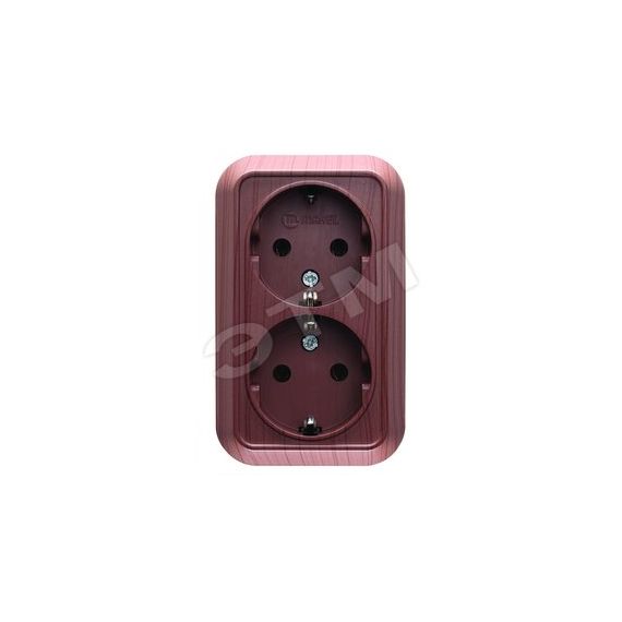 Розетка двойная накладная орех с заземлением Makel 45482