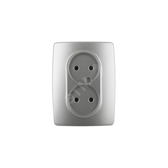 Розетка 2X2P, 16A-250В, Эра12, алюминий, 12-2107-03 ЭРА Б0031240