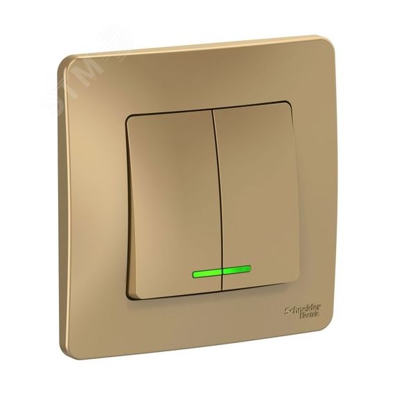 BLANCA скрытой установки двухклавишный выключатель (cх.5) с подсветкой, 10A, 250B, титан SE (Systeme) BLNVS010514