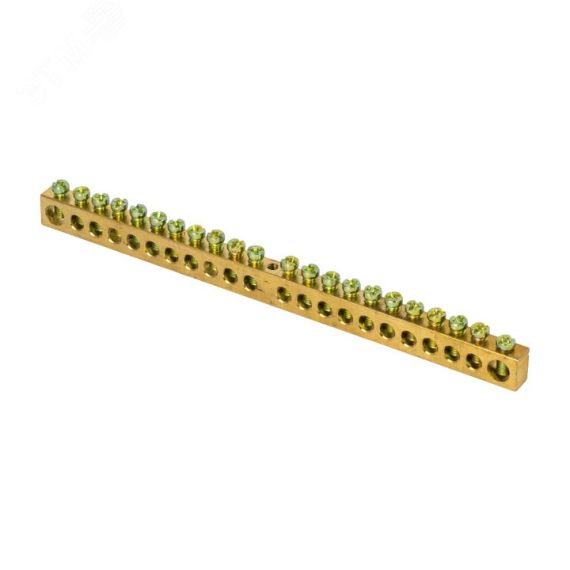 Шина PEN ноль-земля 8х12мм 22 отверстия латунь крепеж по центру PROxima EKF sn0-125-22-c