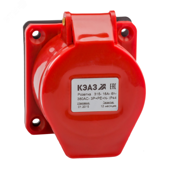 Розетка 314-16А-6h-380AC-3P+PE-IP44 КЭАЗ 222758