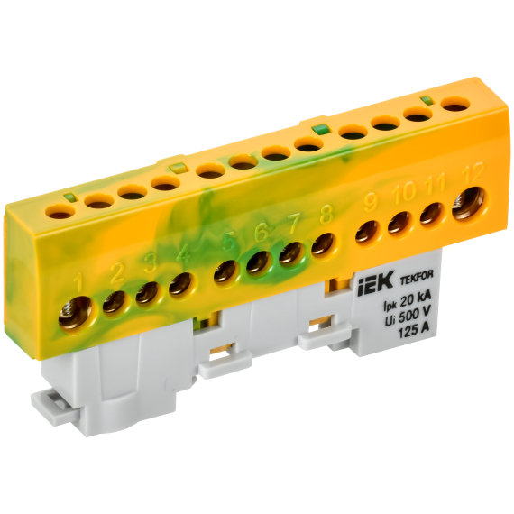 TEKFOR Шина PE "земля" изолированная на универсальном держателе 8х12-12-ЖЗ IEK