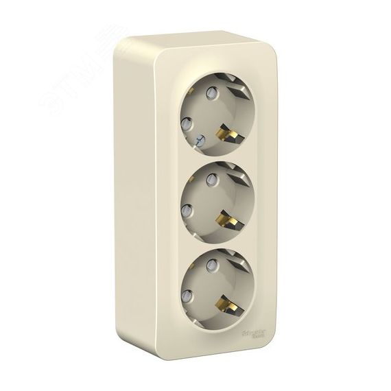 BLANCA розетка наружная 3-я с заземлением со шторками с изолирующей пластиной, 16А, 250В, молочный SE (Systeme) BLNRA011312