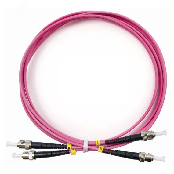 Шнур оптический duplex 1м ST-ST 50/125 мм OM4 LSZH Cabeus FOP-50-OM4-ST-ST-1m