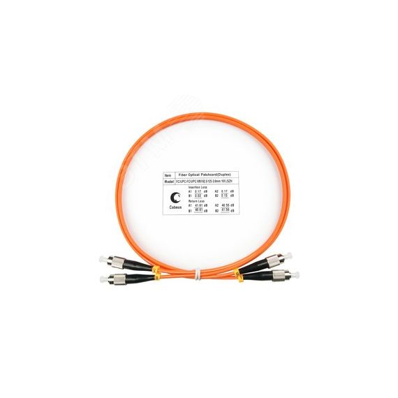 Шнур оптический duplex 1м FC-FC 62,5/125 мм LSZH Cabeus FOP-62-FC-FC-1m