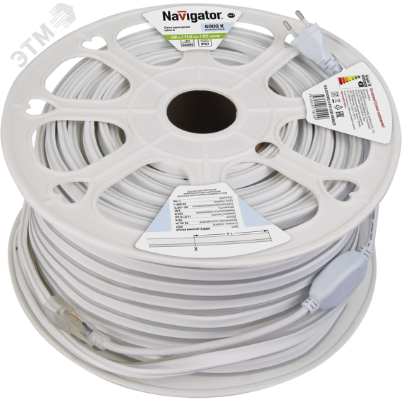 Лента светодиодная LEDх92/м 1м 9Вт/м 220В IP67 дневной Navigator Group 71929