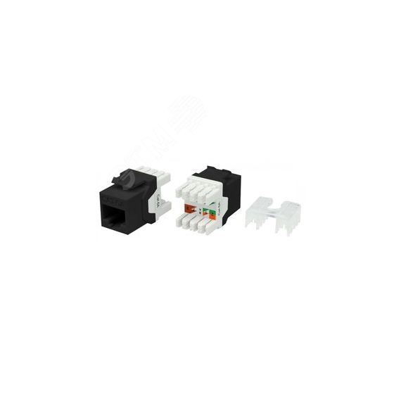 Вставка Keystone Jack RJ-45(8P8C)категория 6a (10G)черная Hyperline KJ8-8P8C-C6A-180-BK