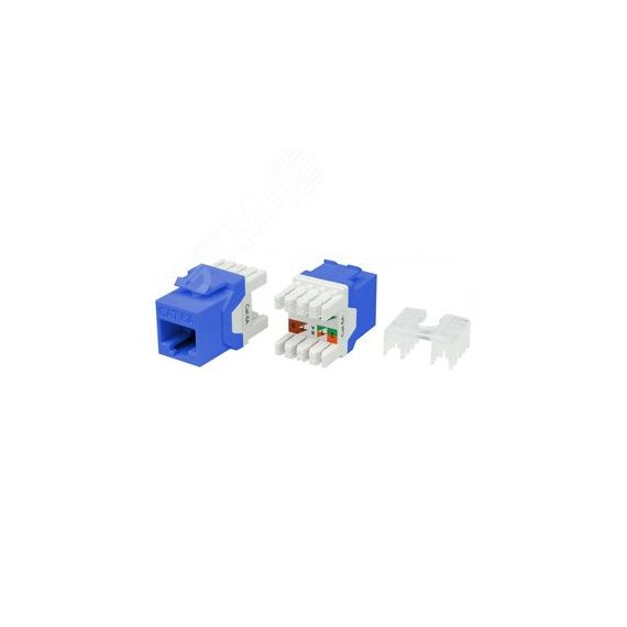 Вставка Keystone Jack RJ-45(8P8C) категория 6a (10G)синяя Hyperline KJ8-8P8C-C6A-180-BL
