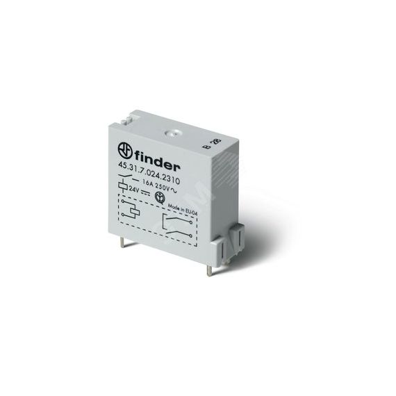 Реле низкопрофильное миниатюрное электромеханическое, монтаж на печатную плату, выводы с шагом 3.5мм, 1NO 16A, контакты AgNi, катушка 60В DС (чувствит FINDER 45.31.7.060.0310