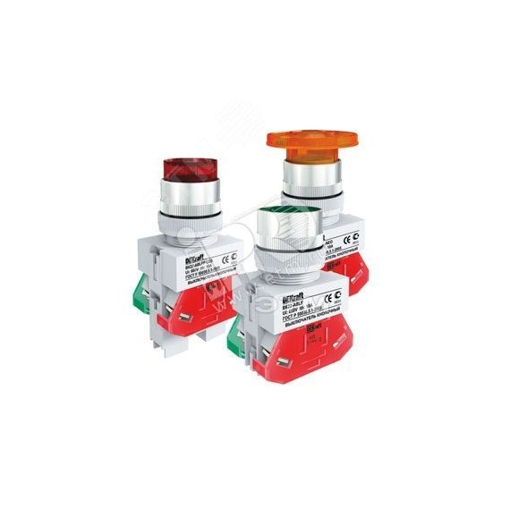 Кнопка AE 22мм грибовидная с фиксацией зеленая 220В ВK-22 SE (Dekraft) 25037DEK