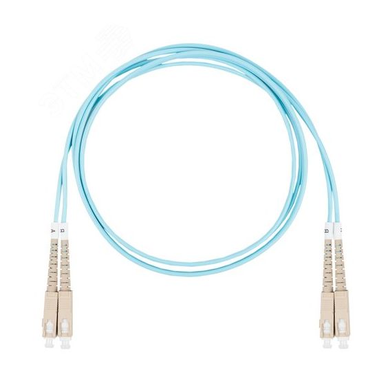 Шнур оптический коммутационный (патч-корд), SC-SC, дуплекс (duplex) OM3, нг(А)-HF, бирюзовый, 0,5 м Datarex DR-221160