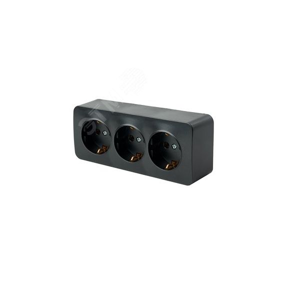 Розетка трехместная с/з 250В 10А серия София черный STEKKER STEKKER MST16-13-02 49318