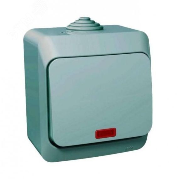 ЭТЮД Выключатель одноклавишный наружный с подсветкой IP44 серый SE (Systeme) BA10-045C