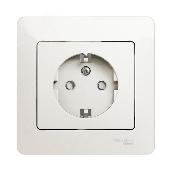 GLOSSA Розетка с заземлением со шторками перламутр в сборе SE (Systeme) GSL000644