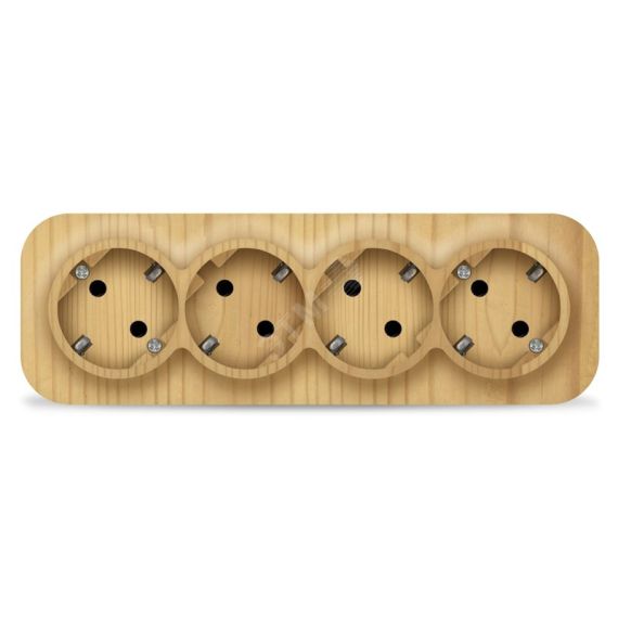 Розетка четырехместная серия IONICH, с/з, о/у, 16А, 220В, сосна Универсал 1457