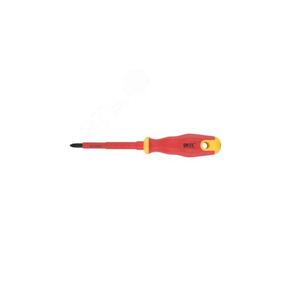 Отвертка изолированная 1000 В, CrV сталь, прорезиненная ручка 6.5х100 мм РН2 FIT 55894