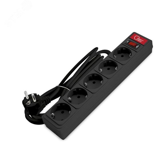 Сетевой фильтр ''СОЮЗ'' ПВС 3*0,75 5гн., 1,8 м вы ключатель с индикацией, с/з, черный, премиум упаковка Универсал 1342К