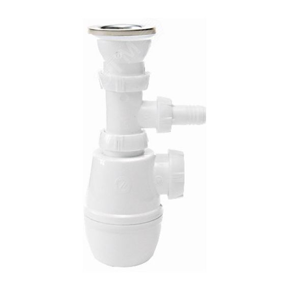 Сифон МИНОР для мойки с выпуском 1'1/2 х 40 мм с отводом для стиральной или посудомоечной машины WIRQUIN 30718032