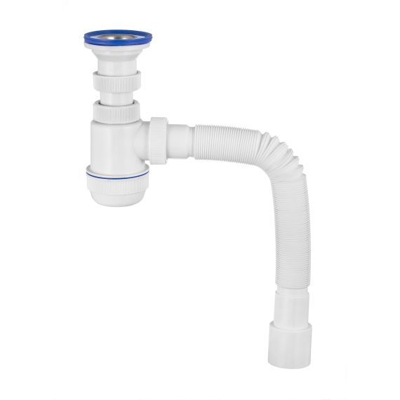 Сифон МИНИ ЭЛИТ для раковин 1'1/2 x 40/50 мм с нержавеющей чашкой 63 мм и с гофротрубой L800 мм VIRPlast 30986780