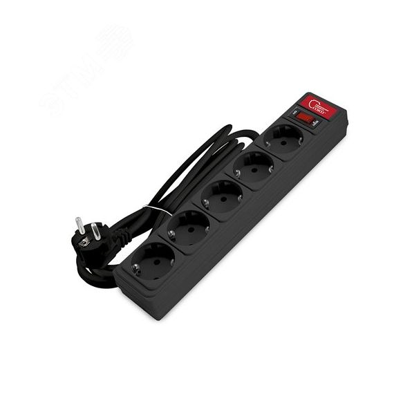 Сетевой фильтр ''СОЮЗ'' ПВС 3*0,75 5гн., 1,8 м вы ключатель с индикацией, с/з, черный, премиум упаковка Универсал 1342К